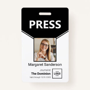 Custom Press ID Badge with Photo and QR Code