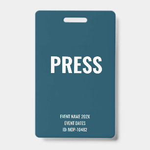 Custom Press Media Access Blue Concert Festival ID Badge