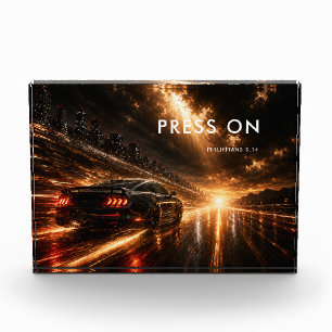 Custom Press On Philippians 3 14 Race Car Sign Photo Block