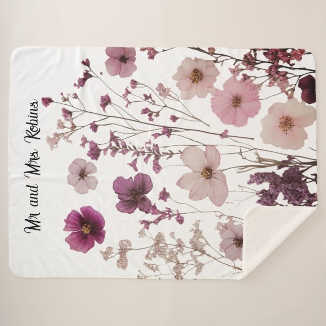 custom pressed dried flowers blanket (Front (Horizontal))