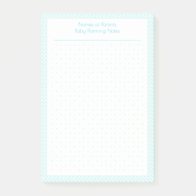 Custom Pretty Blue Dot Grid New Baby Plan Planner Post-it Notes (Front)