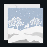 Custom Pretty Blue Winter Deer Hare Tree Scene Holiday Card<br><div class="desc">With a beautiful image and message you can customise to your own if you wish using our handy tool, personalise this lovely card with your name, and you're ready to go! Plus, any animal-themed products sold from the Paws Charming shop help us make a donation to animal charities, so you...</div>
