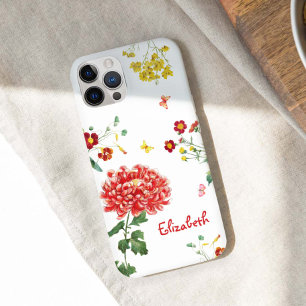 Custom Pretty Cute Colour Flowers Garden Hand Draw iPhone 16 Pro Case