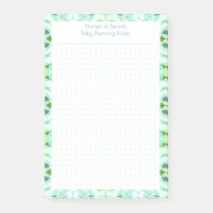 Custom Pretty Green Dot Grid New Baby Plan Planner Post-it Notes