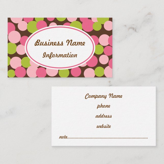 Custom Pretty Lime Dots Business Card (Front/Back)