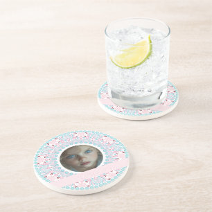 Custom Pretty Pastel Pink and Blue Mandala Frame Coaster