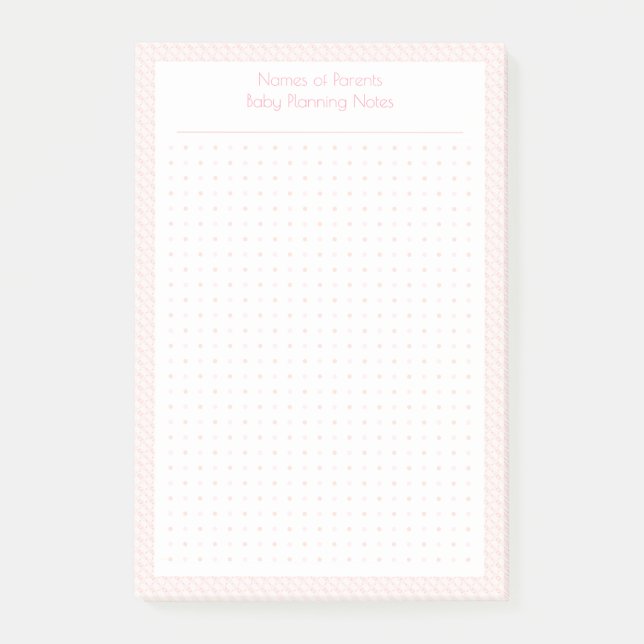Custom Pretty Pink Dot Grid New Baby Plan Planner Post-it Notes (Front)
