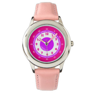 Custom Pretty Pink & Purple Girl Time Teaching  Watch
