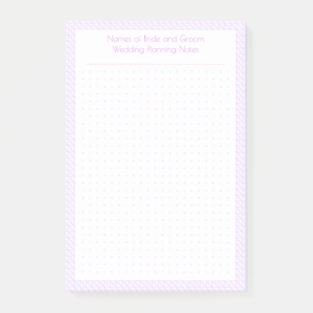 Custom Pretty Purple Dot Grid Wedding Plan Planner Post-it Notes (Front)