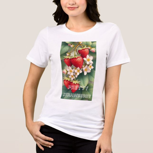 Custom Pretty Red Strawberry Personalised Tri-Blend Shirt (Front)