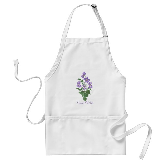 Custom Pretty White 'Sweet Violet' Apron (Front)