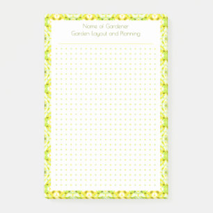 Custom Pretty Yellow Dot Grid Garden Layout Plan Post-it Notes