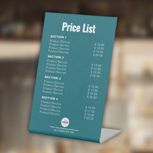 Custom Price List or Services Simple Modern Teal Pedestal Sign