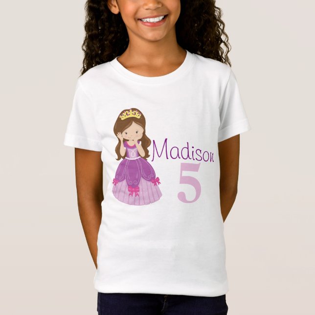 Custom Princess Birthday Girl Kids T-Shirt (Front)