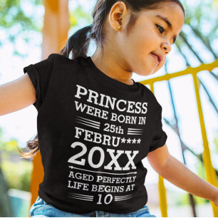 Custom Princess Were Born in Date Month Year Age T-Shirt