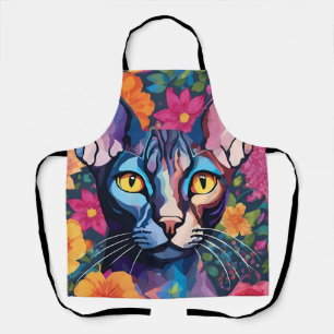 Custom Print Apron     Sphynx Cat Art Flowers