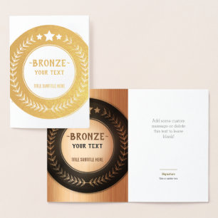 CUSTOM PRINT DIY MEDAL Bronze Champion EDITABLE Foil Card