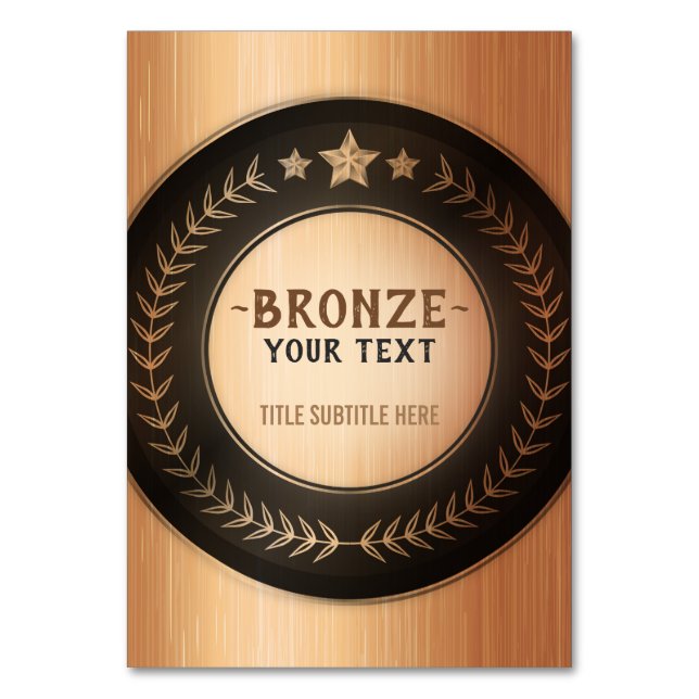 CUSTOM PRINT DIY MEDAL Bronze Champion EDITABLE Table Number (Front)