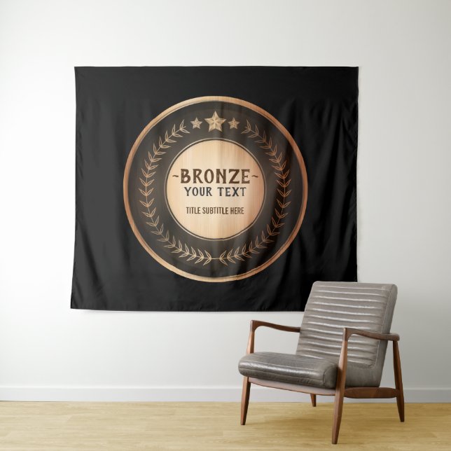 CUSTOM PRINT DIY MEDAL Bronze Champion EDITABLE Tapestry (In Situ (Horizontal))