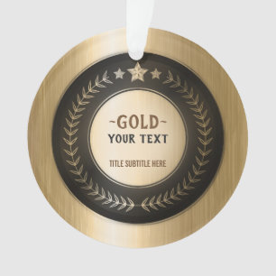 CUSTOM PRINT DIY MEDAL Gold #1 ADD YOUR LOGO edit Ornament