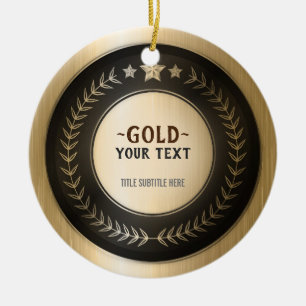 CUSTOM PRINT DIY MEDAL Gold #1 Champion EDITABLE Ceramic Tree Decoration
