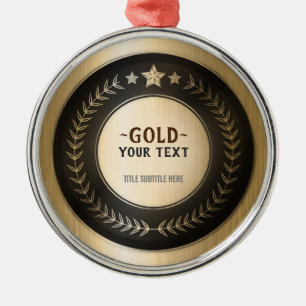 CUSTOM PRINT DIY MEDAL Gold #1 Champion EDITABLE Metal Tree Decoration