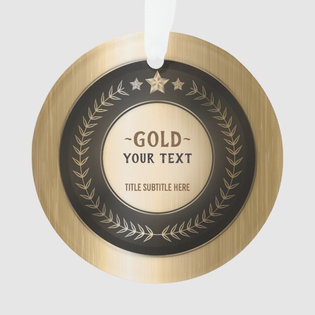 CUSTOM PRINT DIY MEDAL Gold #1 Champion EDITABLE Ornament (Front)