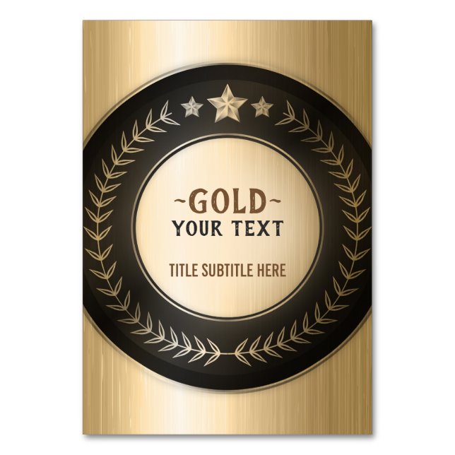 CUSTOM PRINT DIY MEDAL Gold #1 Champion EDITABLE Table Number (Front)