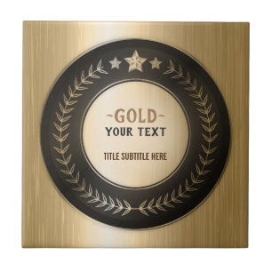 CUSTOM PRINT DIY MEDAL Gold #1 Champion EDITABLE Tile