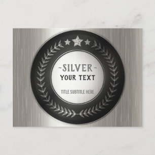 CUSTOM PRINT DIY MEDAL Silver ADD YOUR LOGO edit Announcement Postcard