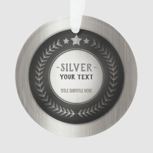 CUSTOM PRINT DIY MEDAL Silver ADD YOUR LOGO edit Ornament