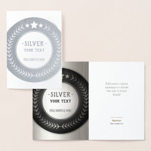 CUSTOM PRINT DIY MEDAL Silver Champion EDITABLE Foil Card