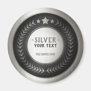 CUSTOM PRINT DIY MEDAL Silver Champion EDITABLE Magnet