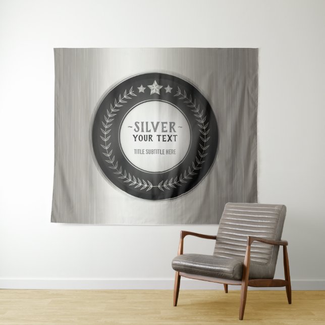 CUSTOM PRINT DIY MEDAL Silver Champion EDITABLE Tapestry (In Situ (Horizontal))