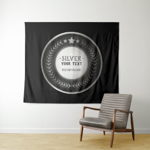 CUSTOM PRINT DIY MEDAL Silver Champion EDITABLE Tapestry