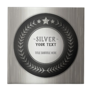 CUSTOM PRINT DIY MEDAL Silver Champion EDITABLE Tile