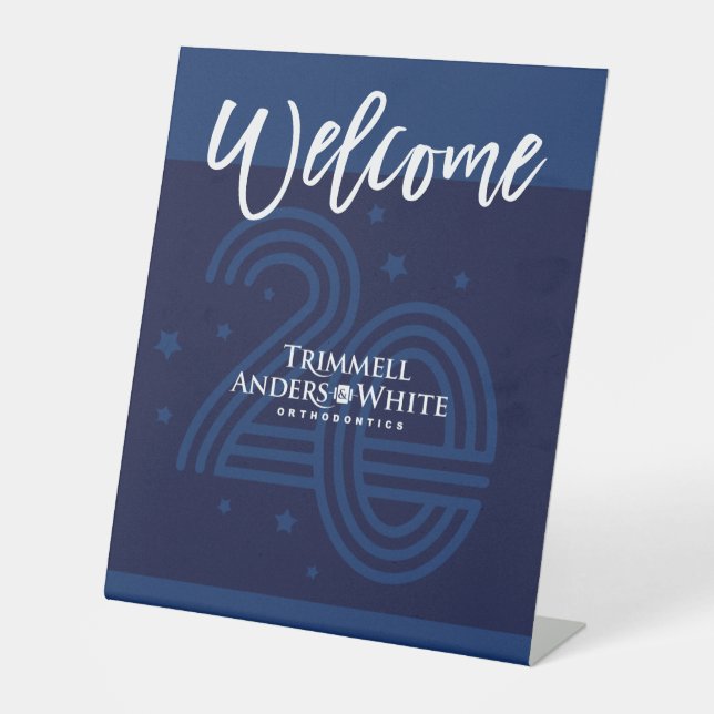 CUSTOM PRINT ORDER Kelsey 20th Anniversary Welcome Pedestal Sign (Front)