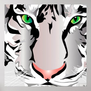 CUSTOM PRINT- TIGER-WHITE/GREY POSTER
