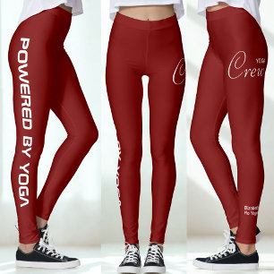 Custom Print Yoga Crew Deep Red Leggings