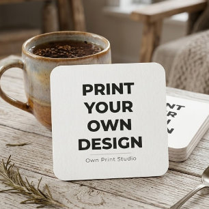 Custom Print Your Own   Printing My Own To Order Square Paper Coaster