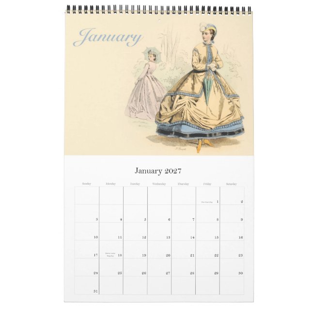 Custom Printed Calendar Historical French Fashion (Jan 2027)