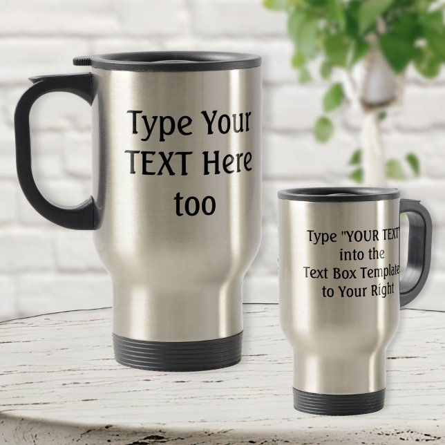 Custom Printed Mugs No Minimum with YOUR TEXT (Personalized Coffee Travel Mugs. personalized stainless steel travel mugs with name and or message.)
