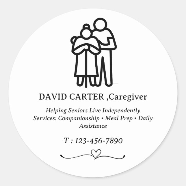 Custom Private Care Giver Promotional Classic Round Sticker (Front)