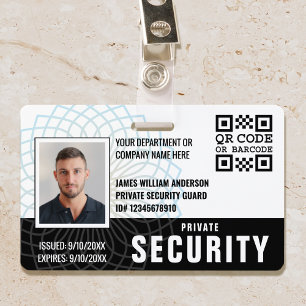 Custom Private Security Guard ID Photo Black ID Badge