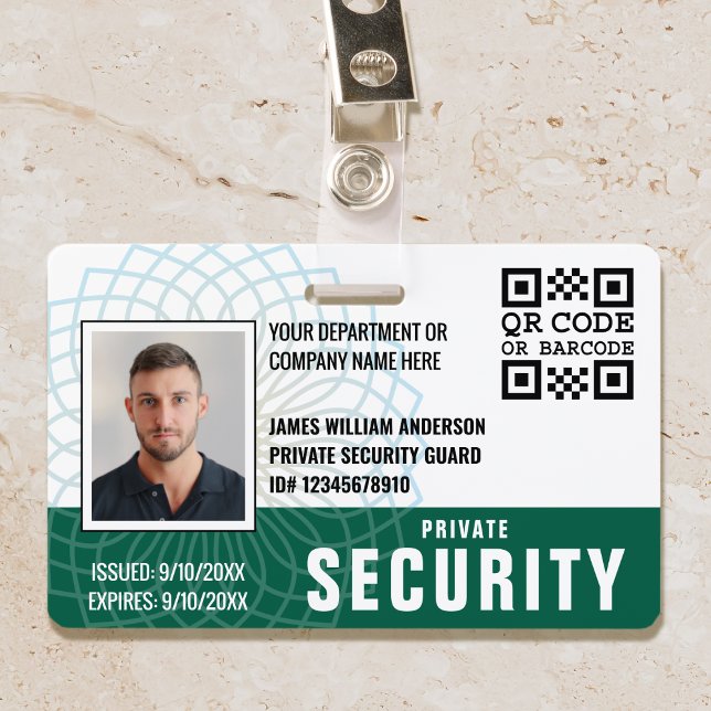 Custom Private Security Guard ID Photo Green ID Badge (Creator Uploaded)