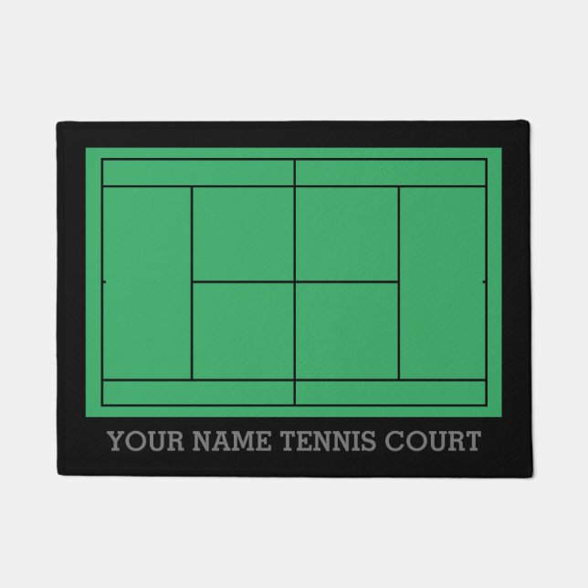 Custom private tennis court funny welcome doormat (Front)