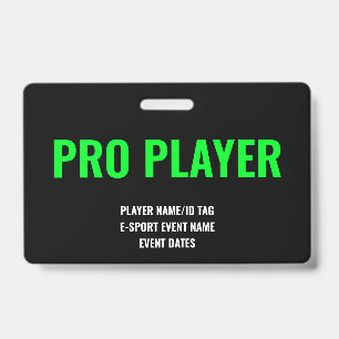 Custom Pro Player Minimalist E-Sport Event Green ID Badge