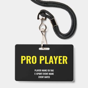 Custom Pro Player Minimalist E-Sport Event Yellow ID Badge