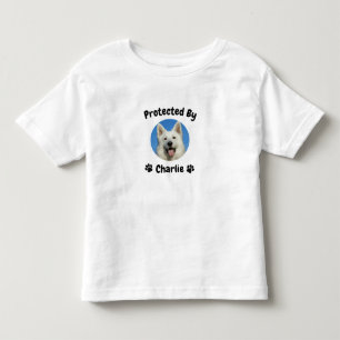 Custom Proctected by Dog, Personalized Dog Name Toddler T-Shirt