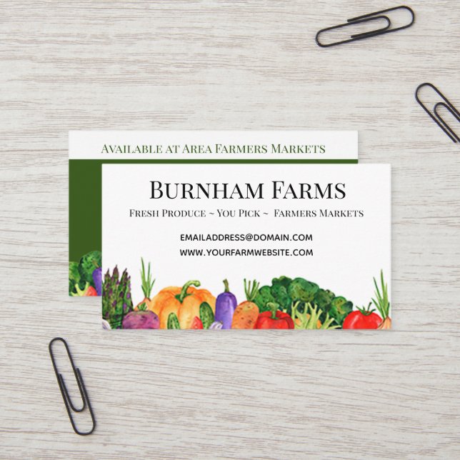 Custom Produce Vegetable Farm Business Card (Front/Back In Situ)